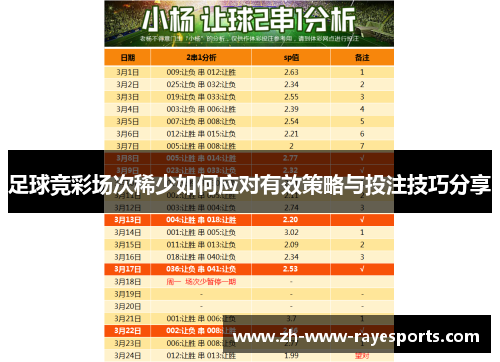 足球竞彩场次稀少如何应对有效策略与投注技巧分享 足球竞彩场次稀少如何应对有效策略与投注技巧分享